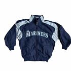 Kids Majestic Seattle Mariners Zip Up Mock Neck Bomber Jacket Blue Size Small