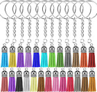 New Listing100Pcs Key Chain Ring with Chain and Tassel Pendants Bulk for Keychain Crafts Je