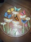 Vintage Wm McGrath Signed “Butterfly Garden” Fused Art Glass 14” Serving Plate