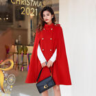Women Woolen Cape Coat British Style Double Breasted Trench Coat Loose Overcoats