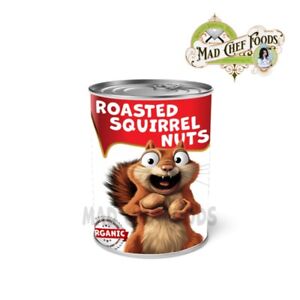 FUNNY Christmas Roast Squirrel Nuts Can Label STOCKING STUFFER Joke Gag Gift 2PK