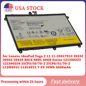 Genuine L13M4P21 L13L4P21 Battery for Lenovo Yoga 2 11 20332 121500223 121500224