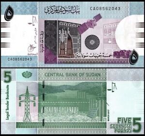 SUDAN 5 Sudanese Pounds, 2017, P-72, UNC World Currency