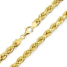 10k Gold Necklace Hollow Diamond Cut Rope Chain 1.8mm to 7.0mm