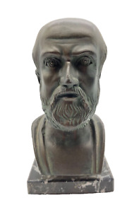 New ListingHippocrates Sculpture Bronze Clad Busy Metal Marble Base Greek Medicine 8”