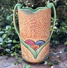 New ListingWELLER POTTERY PATRA VASE WITH HANDLES....SIGNED & MINT!