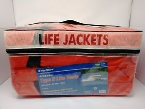 Marine West (4) Pack Life Vests - USCG Approved Type II PFD w/ Storage Bag