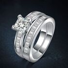 3.75 Ct Princess Cut AAA CZ Stainless Steel Wedding Ring Set Women's Size 6-10