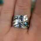 925 Sterling Silver Blue Topaz Charm Dragonfly Wedding Engagement Ring Size 8