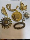 7 COLLECTION LOT LEAF FEATHER M.JENT CORO FIGURALS TASSEL HAT CHAIN BROOCHES PIN