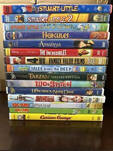 New ListingLot of 15 Family DVD Movies Disney-Spongebob-Stuart Little-Tom & Jerry-Tarzan