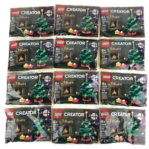 LEGO Holiday Tree Christmas 30576 Creator LOT of (12) Polybag Trees 70 Pcs New