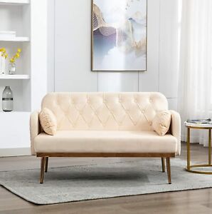 Velvet Sofa Couch Upholstered Sofa Bed Accent Armchair Loveseat Sofa w/ Pillows