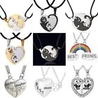 Fashion Best Friend Heart Crystal 2 Pendants Necklace Bff Friendship Jewelry New