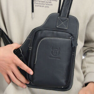 Men's Chest bag Crossbody Bag Shoulder Bag Sling Backpack,100% Genuine Leather Y