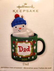 Hallmark Christmas Family Ornament Dad NEW 2011 Marshmallow Hot Chocolate Mug