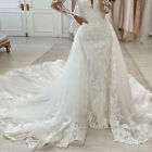 Detachable Wedding Dress Overskirt Detachable Bridal Lace Applique Tulle Skirt