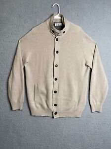 BRUNELLO CUCINELLI 100% Cashmere Ribbed Cardigan Sweater Mens 58 Beige Luxury