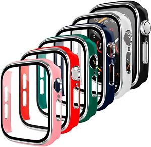 For Apple Watch Series 7 SE 6 5 4 3 Tempered Glass Screen Protector Case Cover