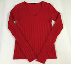 Magaschoni Cashmere Sweater Size S Red Cable Knit V-Neck Long Sleeve NWOT