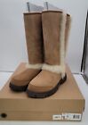 UGG Women Fur Lined Riding Boots Sunburst Tall Size US 10 Chestnut Brown Suede