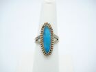 Native American Sterling Silver 24.5mm Oval Blue Turquoise Ring Size 8