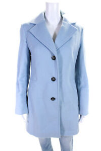 Calvin Klein Womens Wool Darted Buttoned Collared Trench Coat Blue Size S