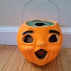 Vintage Neon Orange Halloween Paper Mache Pulp Singing Jack O Lantern 5