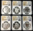 2023 NGC MS70 PF70 RPF70 REVERSE MORGAN PEACE Silver Dollar 6 COIN SET FIRST DAY