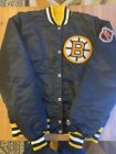 Boston Bruins 80s STARTER satin bomber jacket L black yellow NHL vintage hockey