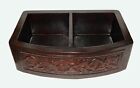 25 Rounded Apron Front Farmhouse Kitchen Double Bowl Mexican Copper Sink 50/50