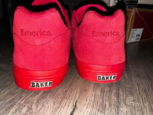 Rare Emerica Reynolds 3 G6 Vulc X Baker Men's Red Suede Size 9 Skateboarding