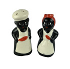 Vintage Ceramic Side Eye Man And Woman Chef Salt And Pepper Shakers Japan