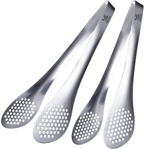 New Listing11Inch Kitchen Cooking Food Tongs Stainless Steel Buffet Tongs silver 2 pack
