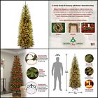 Artificial Pre-Lit Slim Christmas Tree, White Lights, Includes Stand, 6.5 Feet
