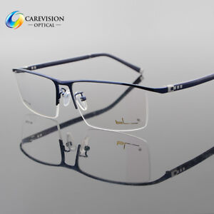 Men's Half Rimless Titanium Alloy Eyeglass Frames Optical Eyewear RX Able Frame