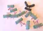 13 Vintage Wire Brush Mesh Hair Rollers Curlers Self-Grip-Green & Black with Pin