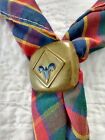 Vintage Boy Scouts Brass Slide and Plaid BSC Neckerchief