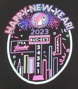 Bucees Buc-ees Happy New Year 2023 Glow in Dark T-shirt, Mens Size Large