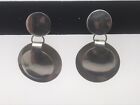 Unique Fabulous Funky Retro Modernist Round Sterling Silver Earrings