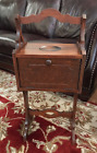 Vintage Wood Smoking Stand Side Table Cabinet Tin Lined Humidor