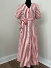 Mango Casual Womens Shirt Dress Size XS Color Red White Stripes Lightweight