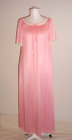 Vintage Silky Nightgown Nightie Size Large XL Peach Melon Sort Flutter Sleeve