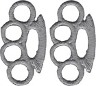 Set Of 2 Patches - Silver Brass Knuckles Biker Punk Embroidered Iron On #22198