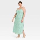 Women's Jacquard Maxi Slip Dress - A New Day Green 3X