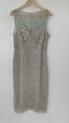 BCBG Maxazria Silver Lace Lined Shift Cocktail Dress Size 8 Mother Of Bride