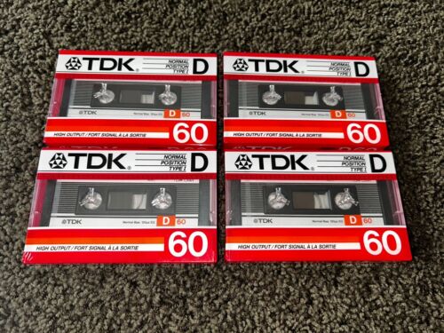 Lot Of 4 TDK D60 Audio Cassette Tapes Blank TYPE I NEW SEALED Vintage 1986 Japan