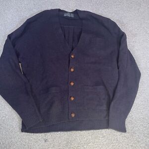 Vintage Lord & Taylor Cardigan Sweater Mens X-Large Leather Weave Buttons