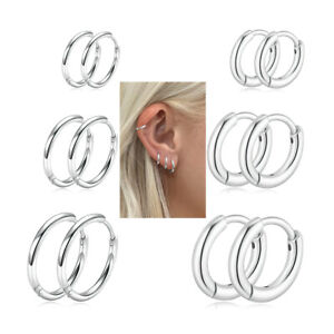 6 Pair Women Men Small Gold Hoop Earrings Set Stainless Steel Huggie Cartilage