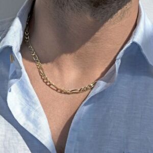 10K Solid Yellow Gold Figaro Necklace Chain 6mm 16-30